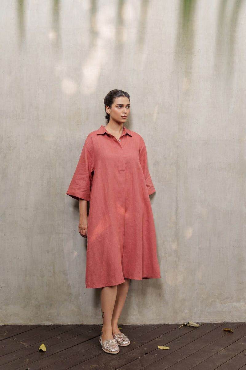 Seahorse Sienna-Dress linen by Zanzibar Living in orange, sienna for women in Singapore