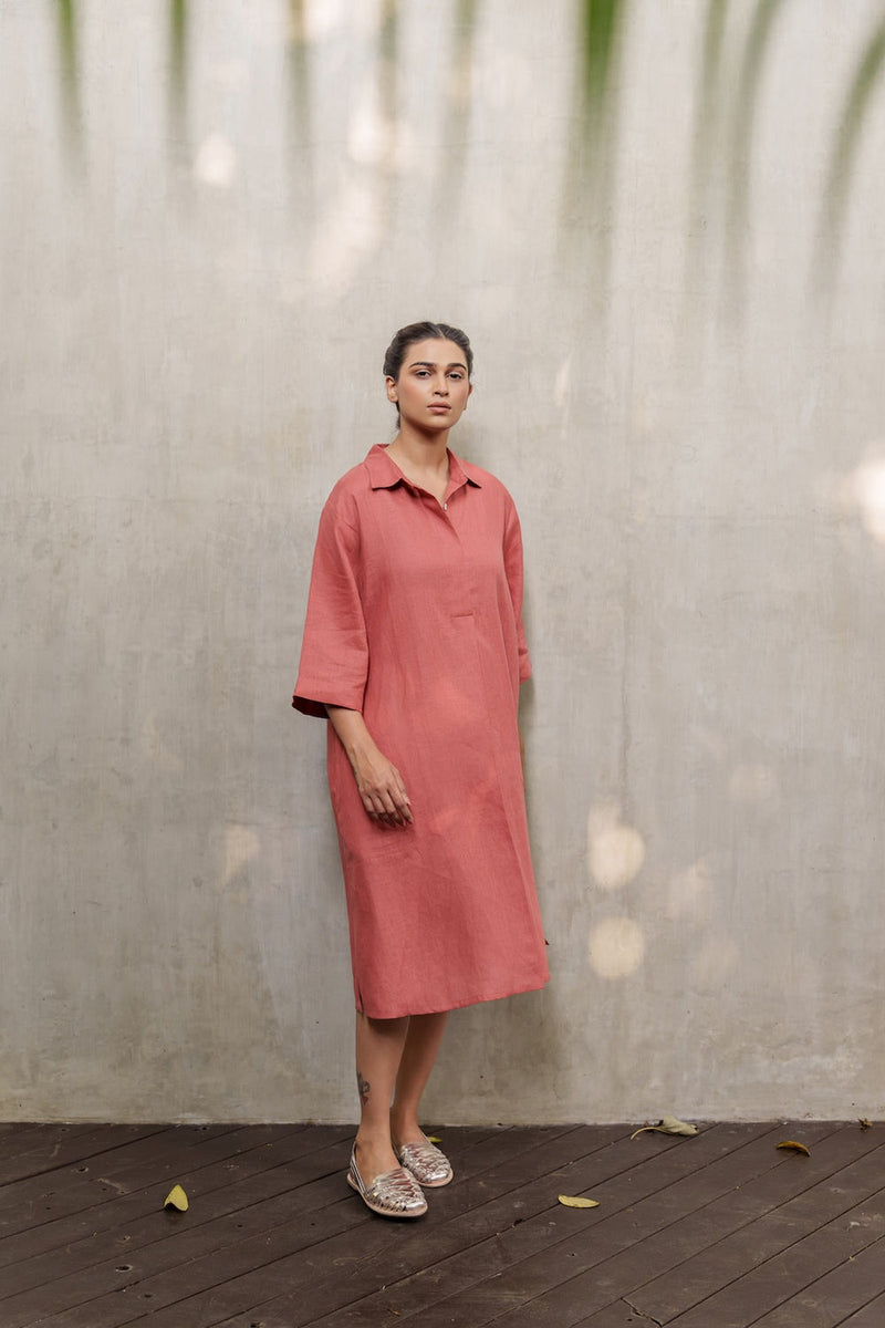 Seahorse Sienna-Dress linen by Zanzibar Living in orange, sienna for women in Singapore
