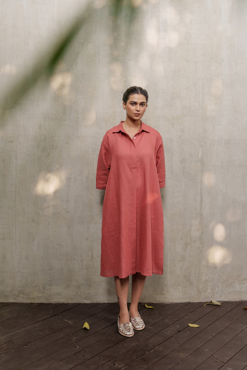 Seahorse Sienna-Dress linen by Zanzibar Living in orange, sienna for women in Singapore