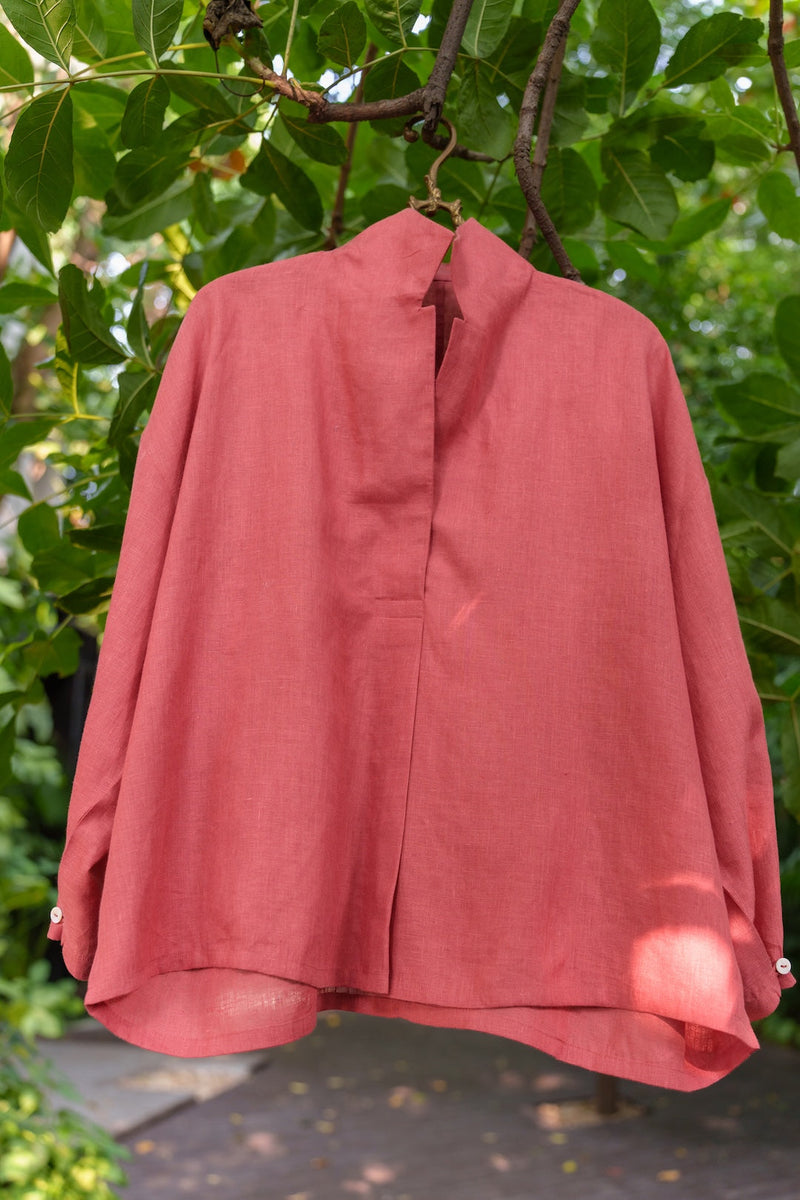 Ocean breeze Sienna-Shirt linen by Zanzibar Living in orange, sienna for women in Singapore