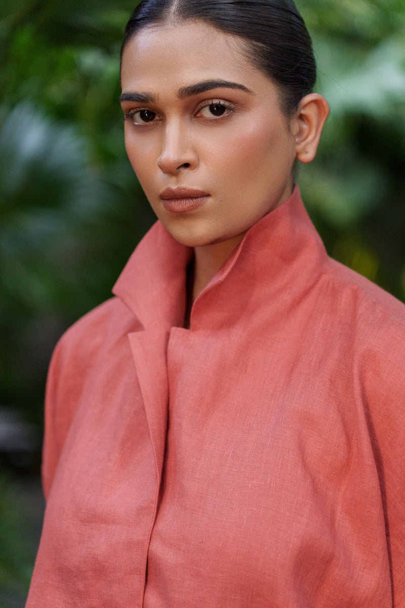Ocean breeze Sienna-Shirt linen by Zanzibar Living in orange, sienna for women in Singapore