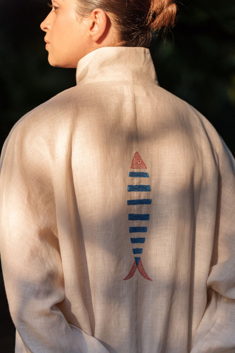 Ocean breeze Ivory-Shirt linen by Zanzibar Living in ivory for women in Singapore