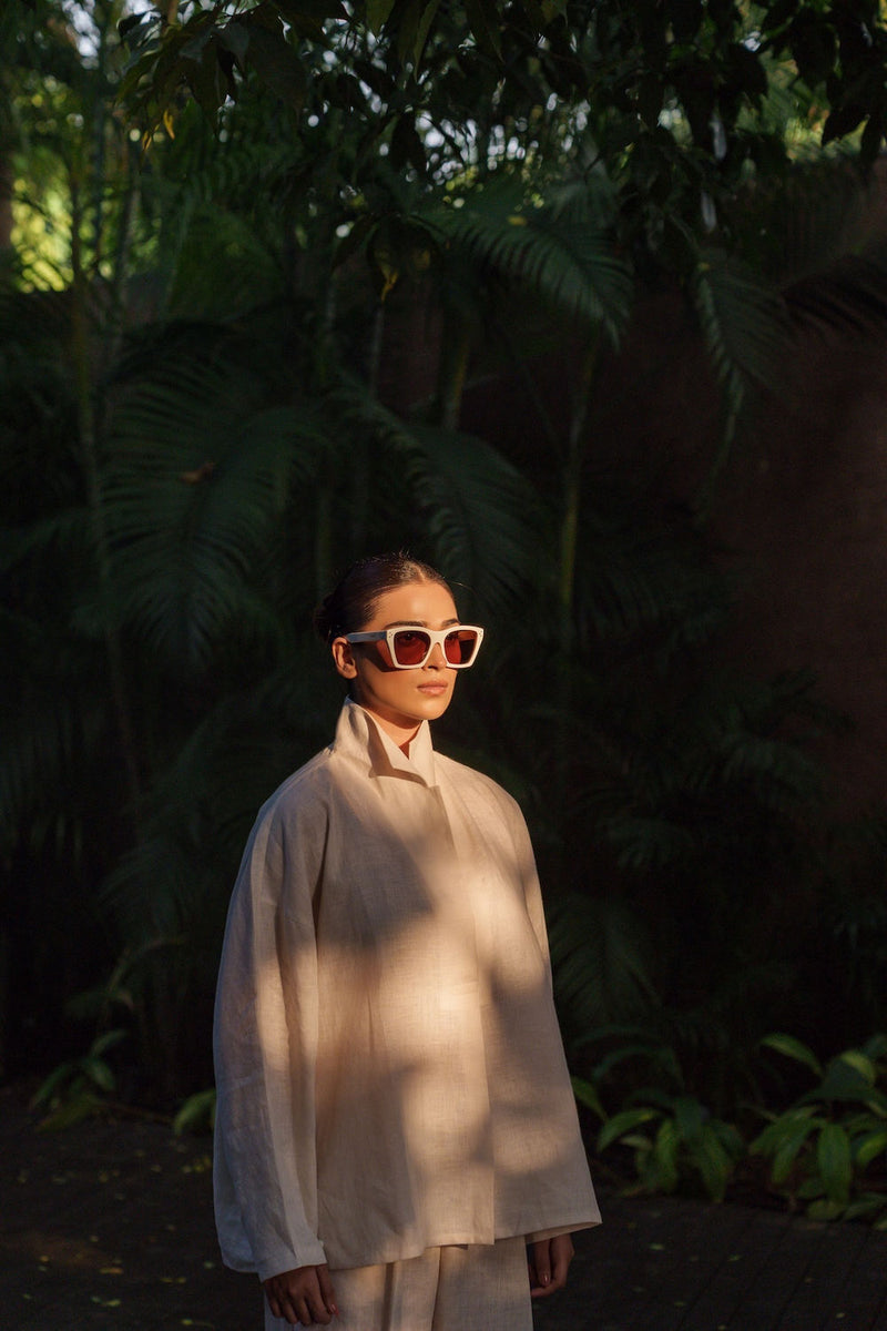 Ocean breeze Ivory-Shirt linen by Zanzibar Living in ivory for women in Singapore