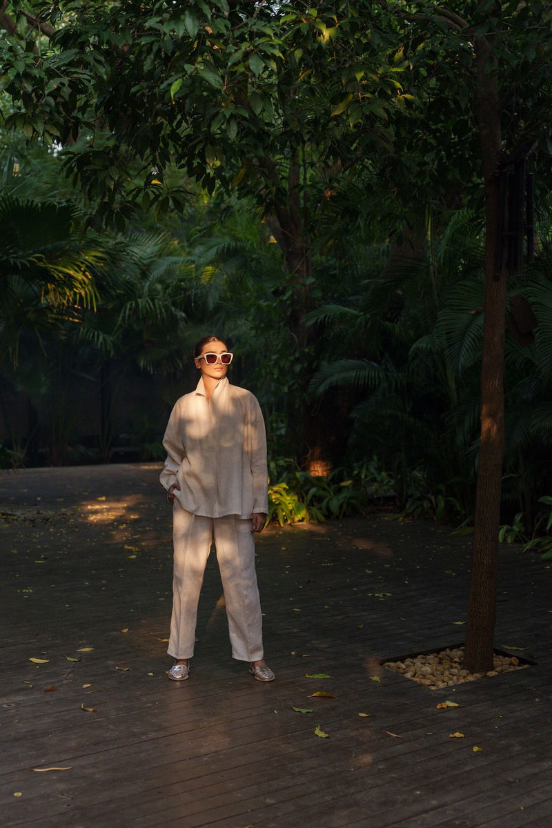 Ocean breeze Ivory-Shirt linen by Zanzibar Living in ivory for women in Singapore