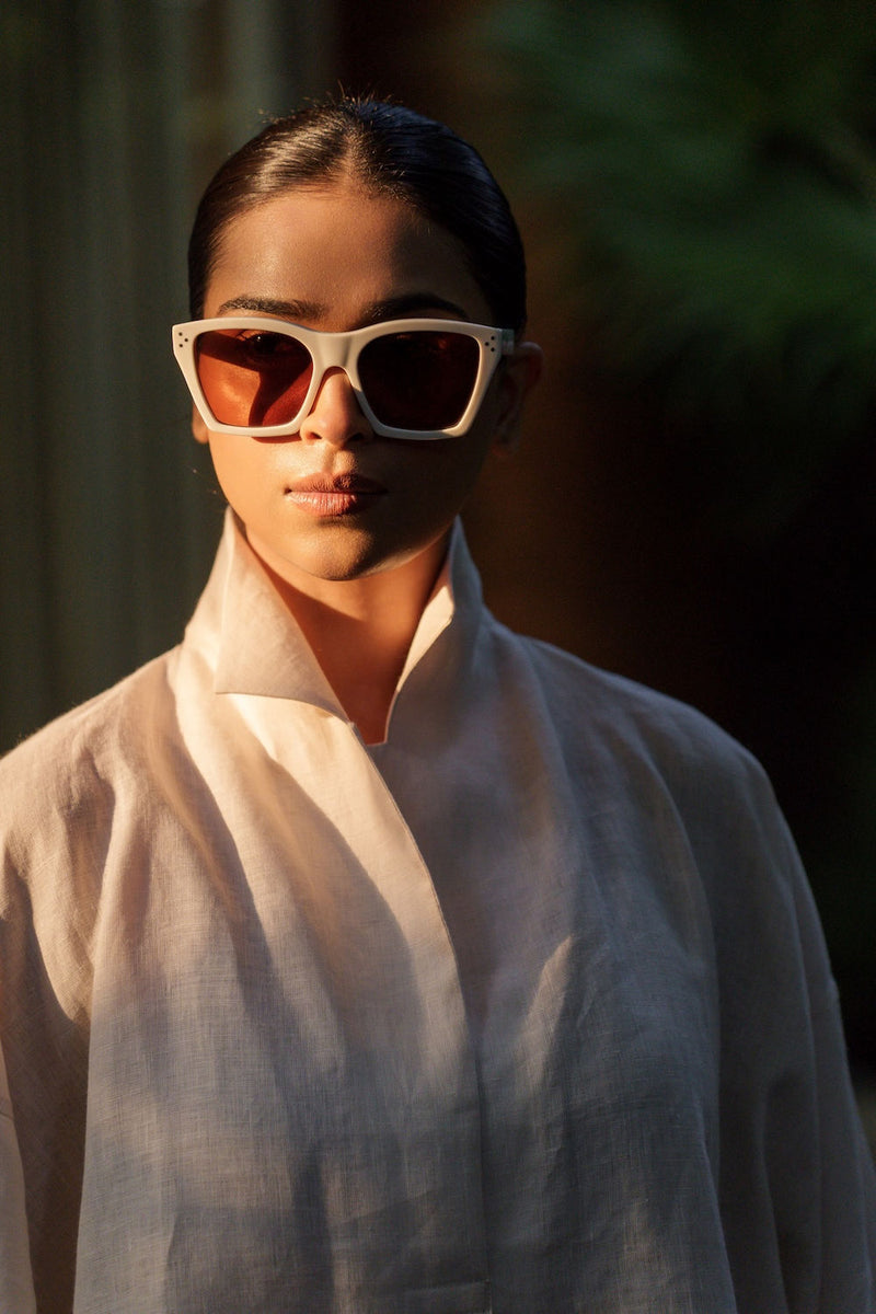 Ocean breeze Ivory-Shirt linen by Zanzibar Living in ivory for women in Singapore