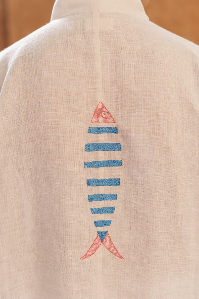 Ocean breeze Ivory-Shirt linen by Zanzibar Living in ivory for women in Singapore