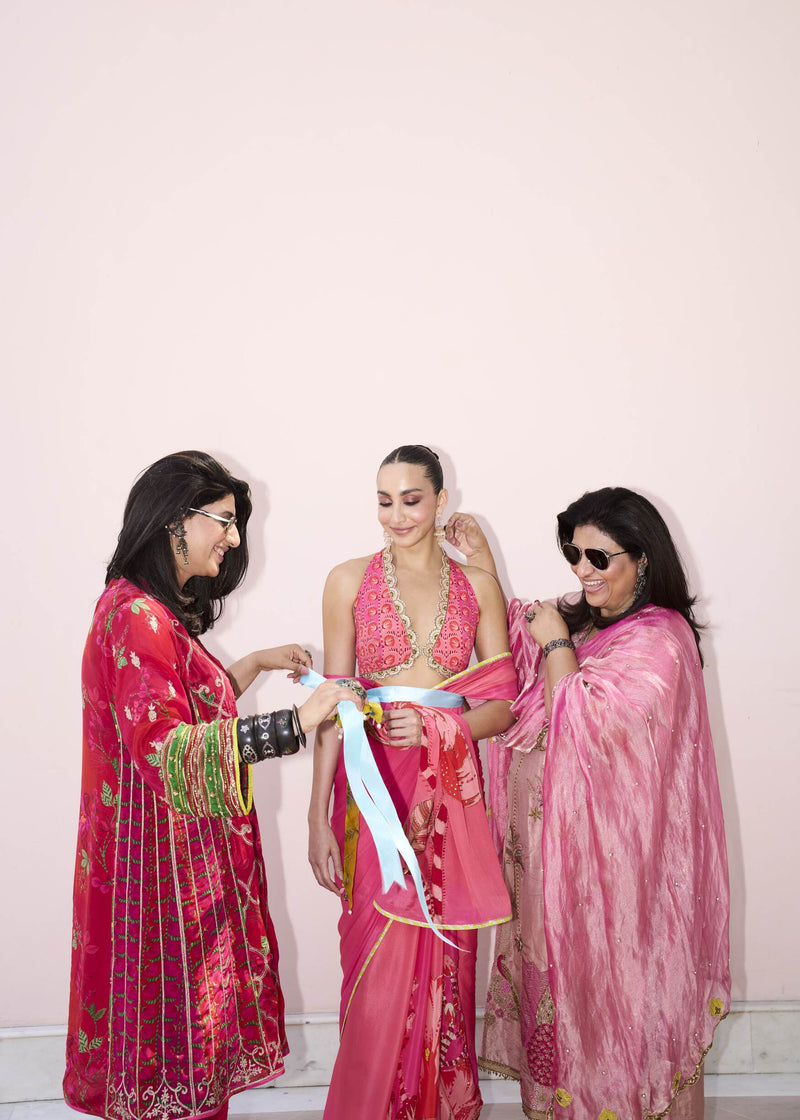 Raji Nude pink Tissue kurta set tissue silk kurta/kurta set by Rajiramniq in pink for women in Singapore