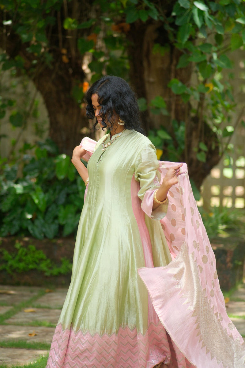 Tarang Kurta Set chanderi silk kurta/kurta set by Myoho in sky for women in Singapore