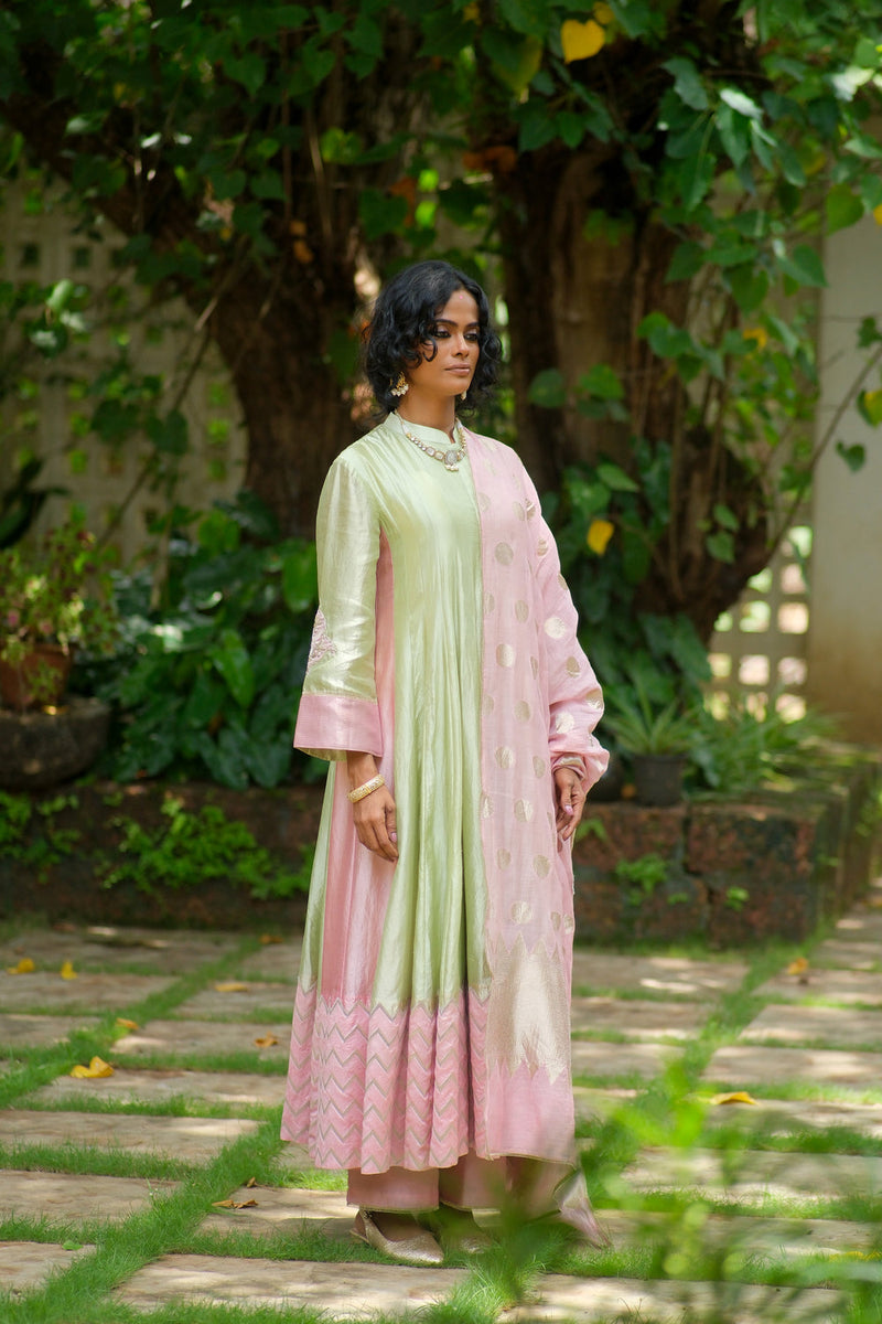 Tarang Kurta Set chanderi silk kurta/kurta set by Myoho in sky for women in Singapore