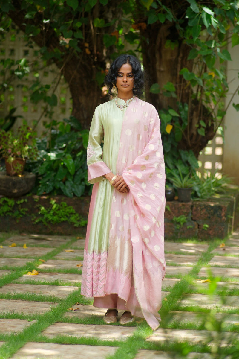 Tarang Kurta Set chanderi silk kurta/kurta set by Myoho in sky for women in Singapore