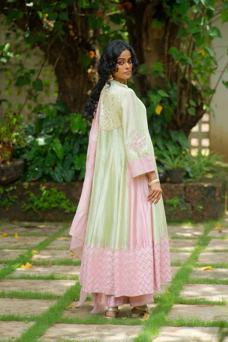 Tarang Kurta Set chanderi silk kurta/kurta set by Myoho in sky for women in Singapore