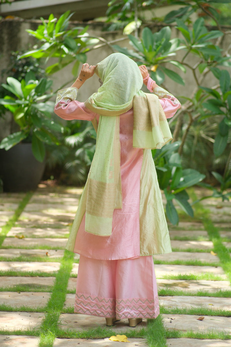 Palash Kurta Set dupion, chanderi silk kurta/kurta set by Myoho in pink for women in Singapore