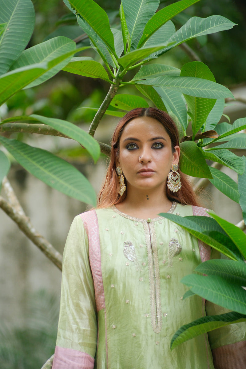 Vira Kurta Set dupion, chanderi silk kurta/kurta set by Myoho in sky for women in Singapore