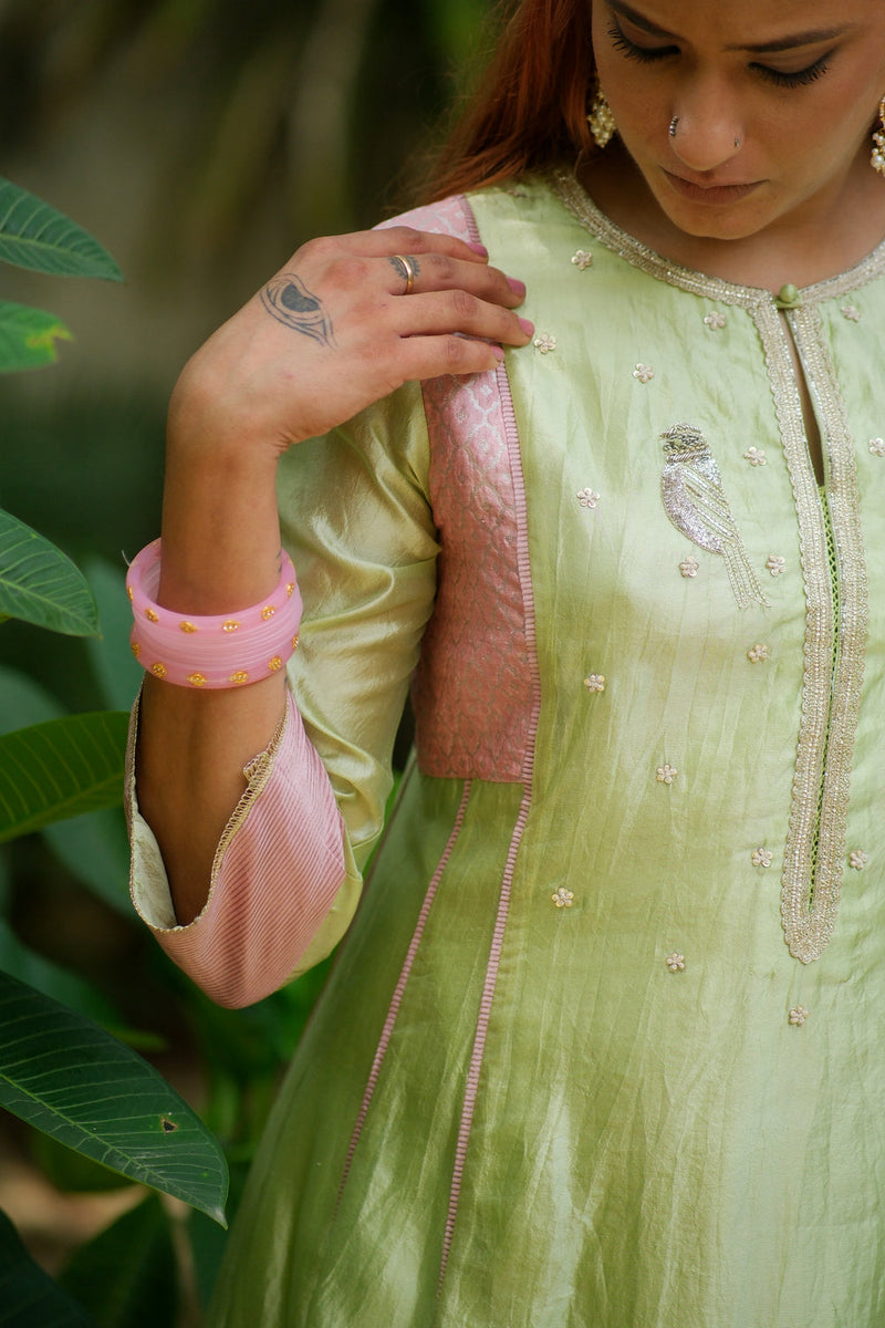 Vira Kurta Set dupion, chanderi silk kurta/kurta set by Myoho in sky for women in Singapore