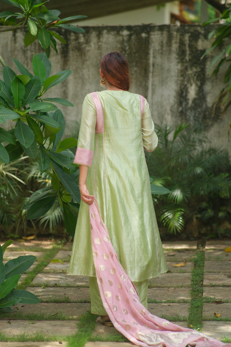 Vira Kurta Set dupion, chanderi silk kurta/kurta set by Myoho in sky for women in Singapore
