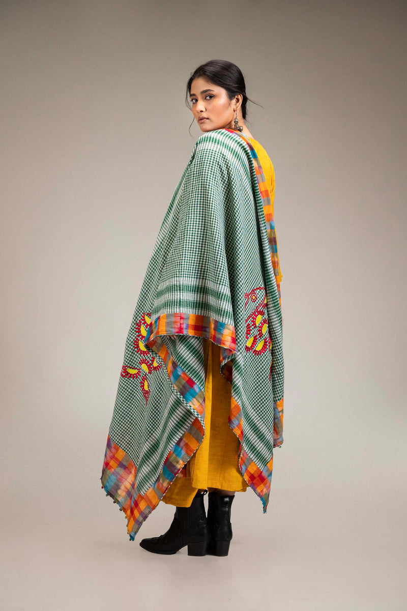 Suryoday Set (3 Piece - Kurta, Palazzo & Dupatta) cotton,gamcha co-ord set by 145 East in yellow, green for women in Singapore