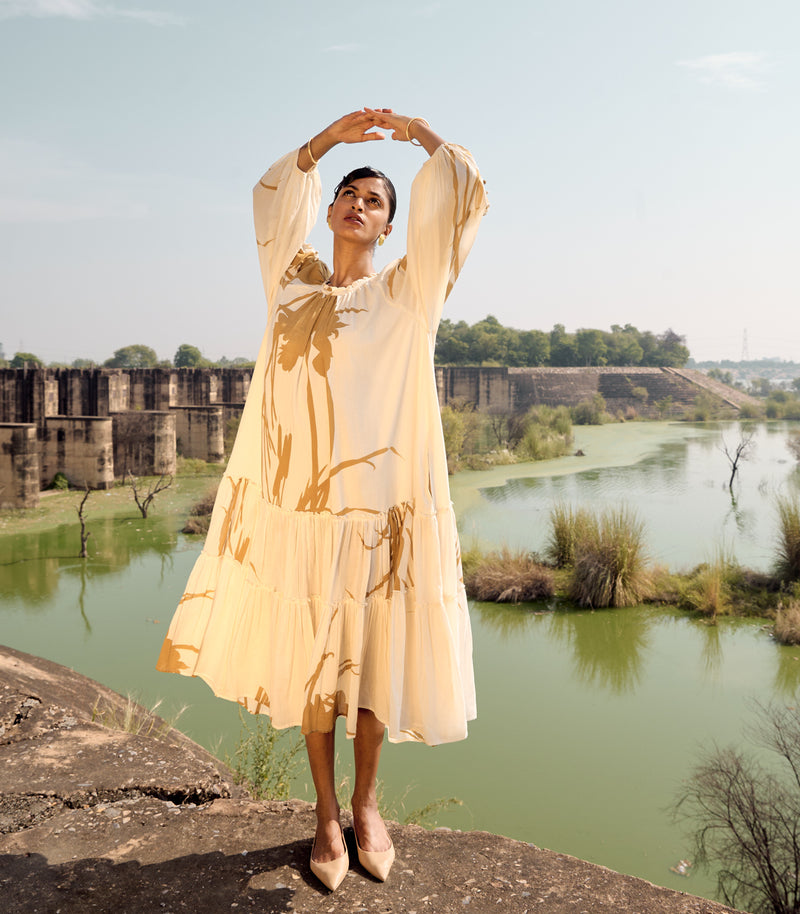 Canary dress cotton by Khara Kapas in white for women in Singapore