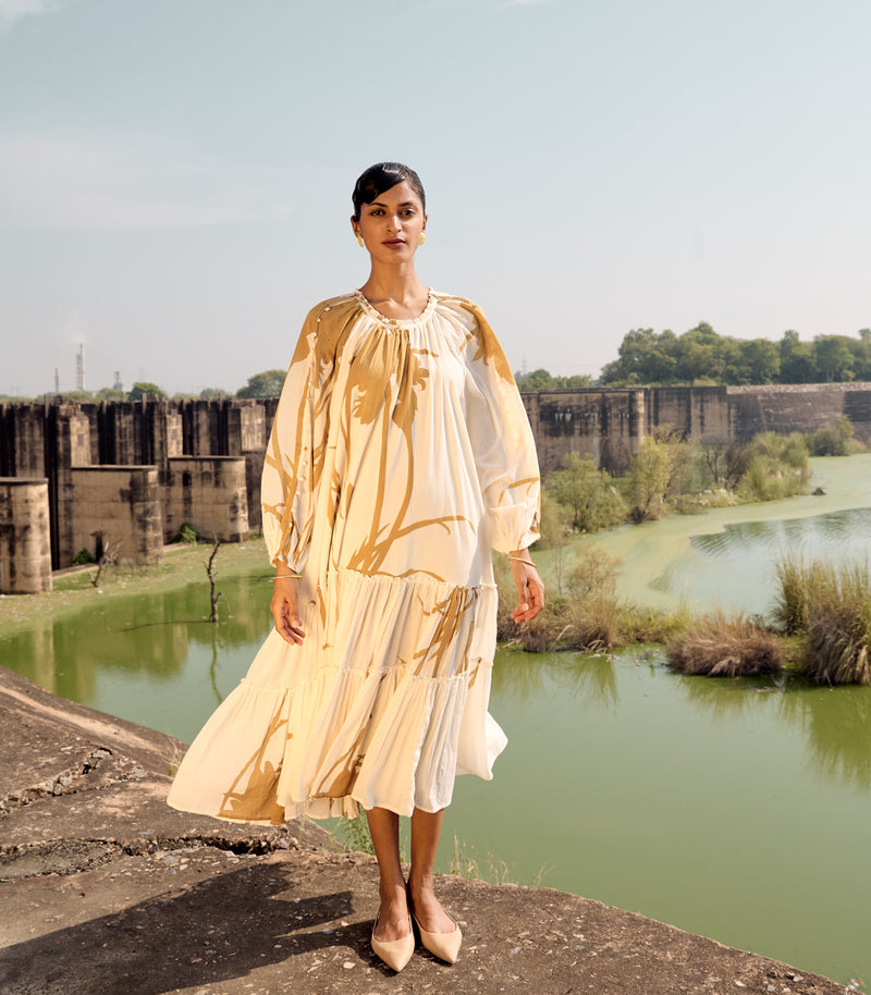 Canary dress cotton by Khara Kapas in white for women in Singapore