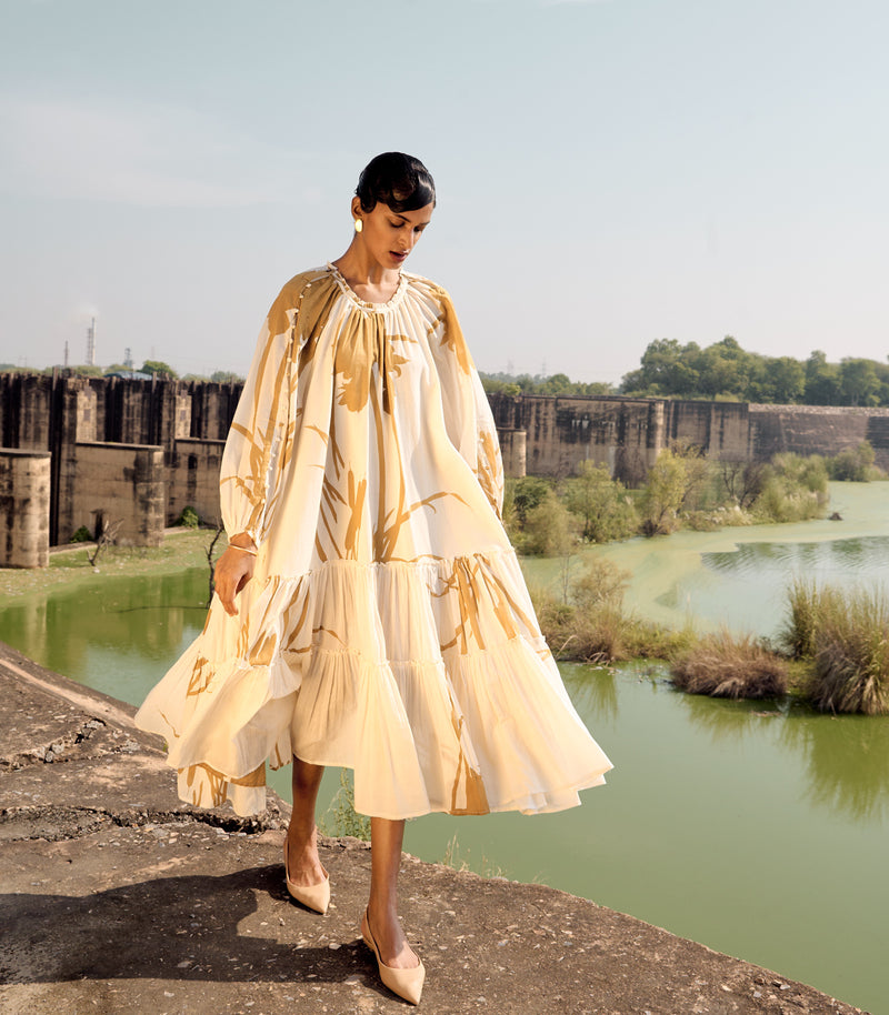 Canary dress cotton by Khara Kapas in white for women in Singapore