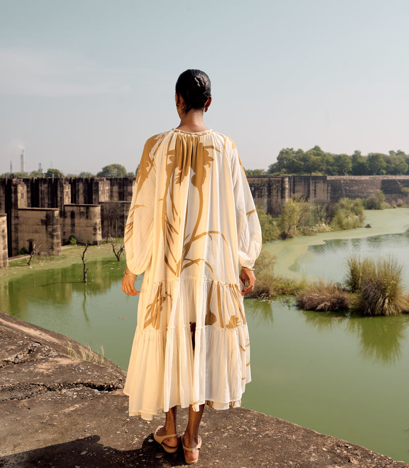 Canary dress cotton by Khara Kapas in white for women in Singapore