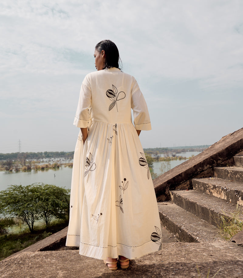 Silverbill maxi dress cotton by Khara Kapas in white for women in Singapore
