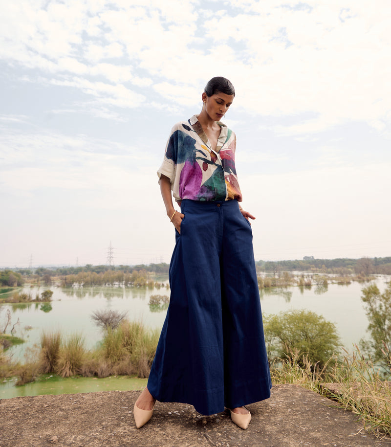 Blue jay top cotton by Khara Kapas in multi for women in Singapore