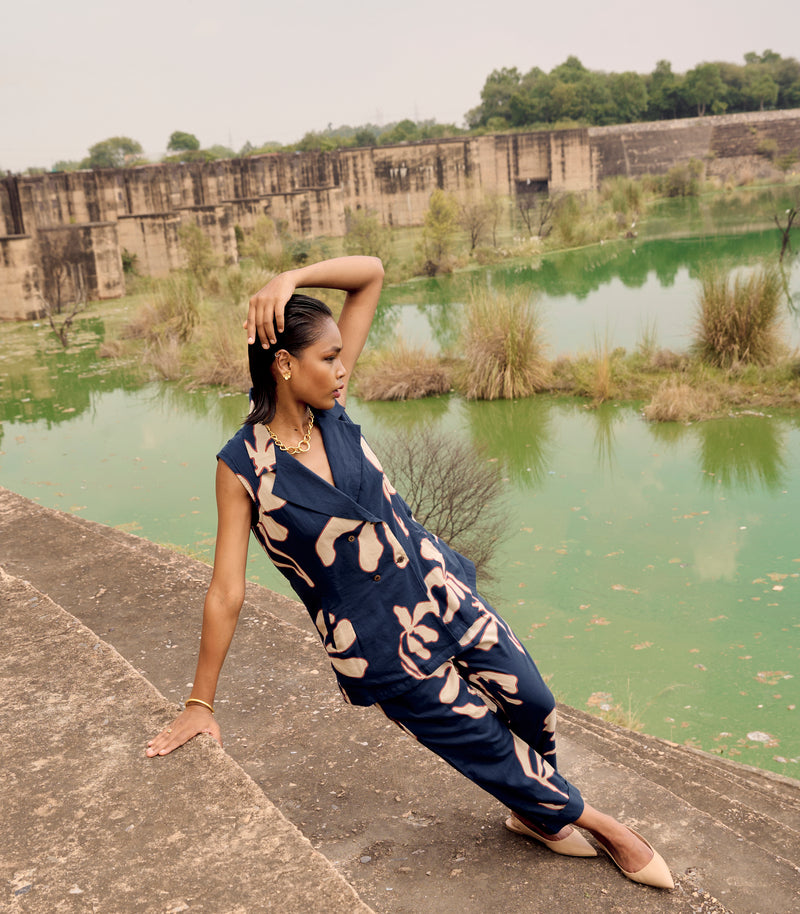 Elaenia co-ord set cotton by Khara Kapas in white for women in Singapore