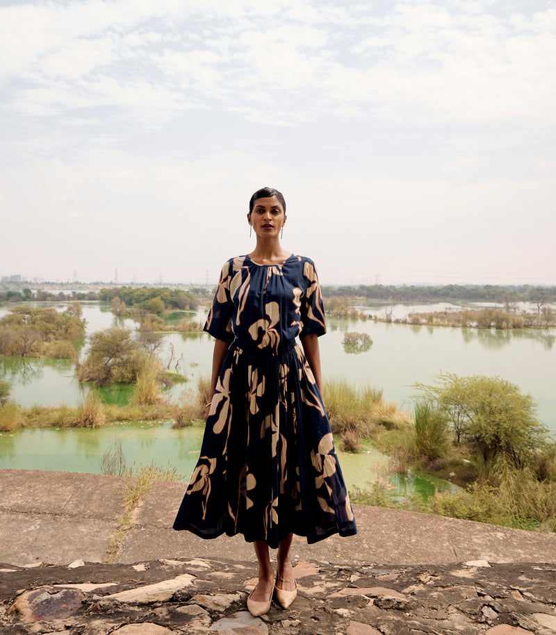 Bulbul dress cotton by Khara Kapas in blue for women in Singapore