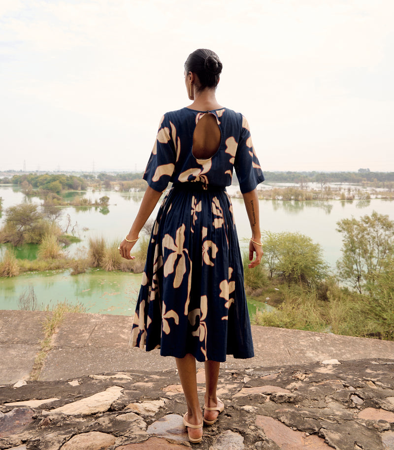 Bulbul dress cotton by Khara Kapas in blue for women in Singapore