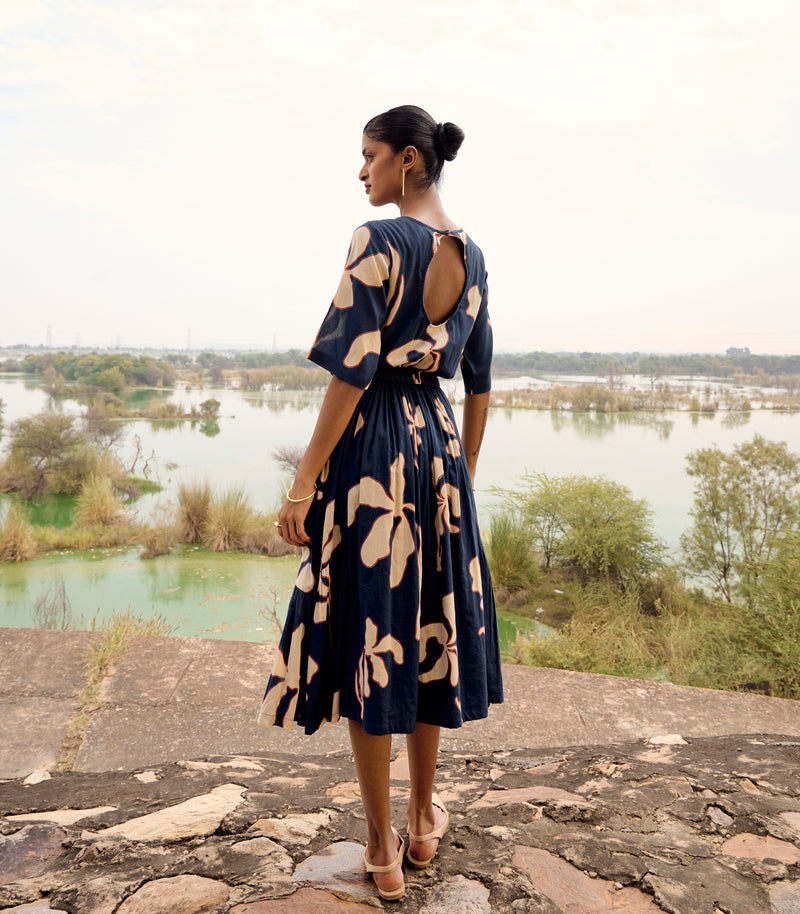 Bulbul dress cotton by Khara Kapas in blue for women in Singapore