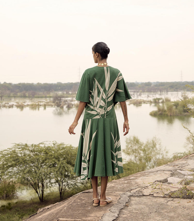 Thornbill dress cotton by Khara Kapas in green for women in Singapore