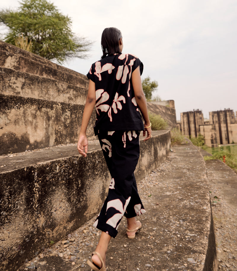 Lark co-ord set cotton by Khara Kapas in black for women in Singapore