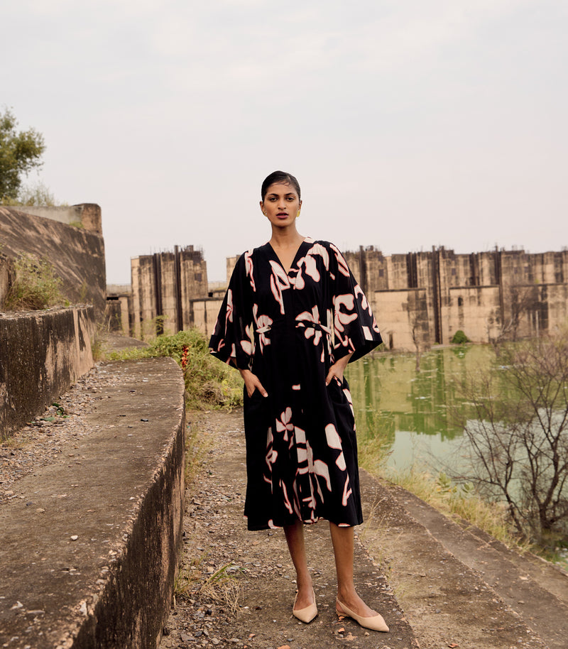 Quail dress cotton by Khara Kapas in black for women in Singapore