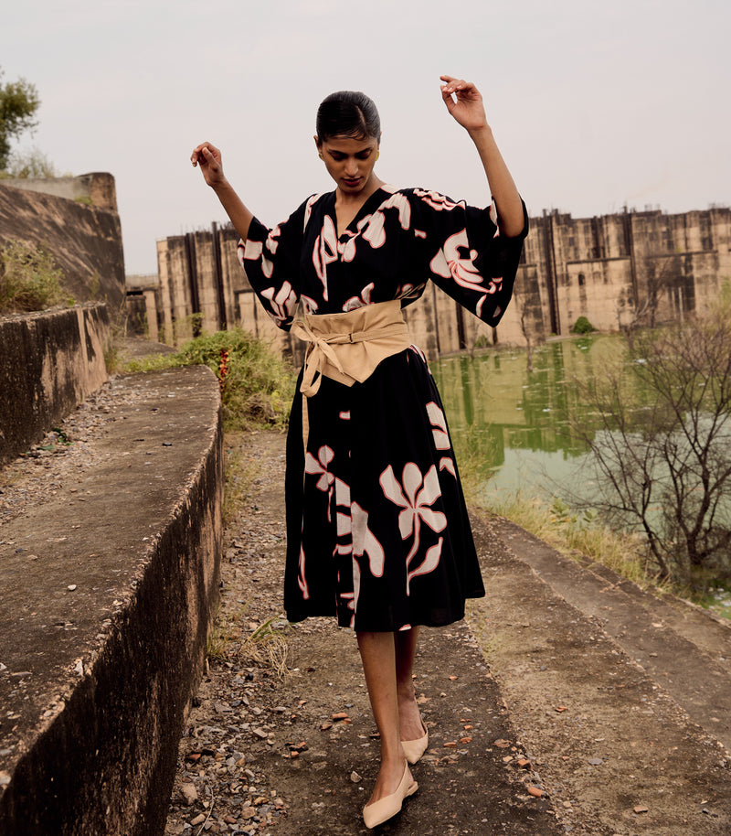 Quail dress cotton by Khara Kapas in black for women in Singapore