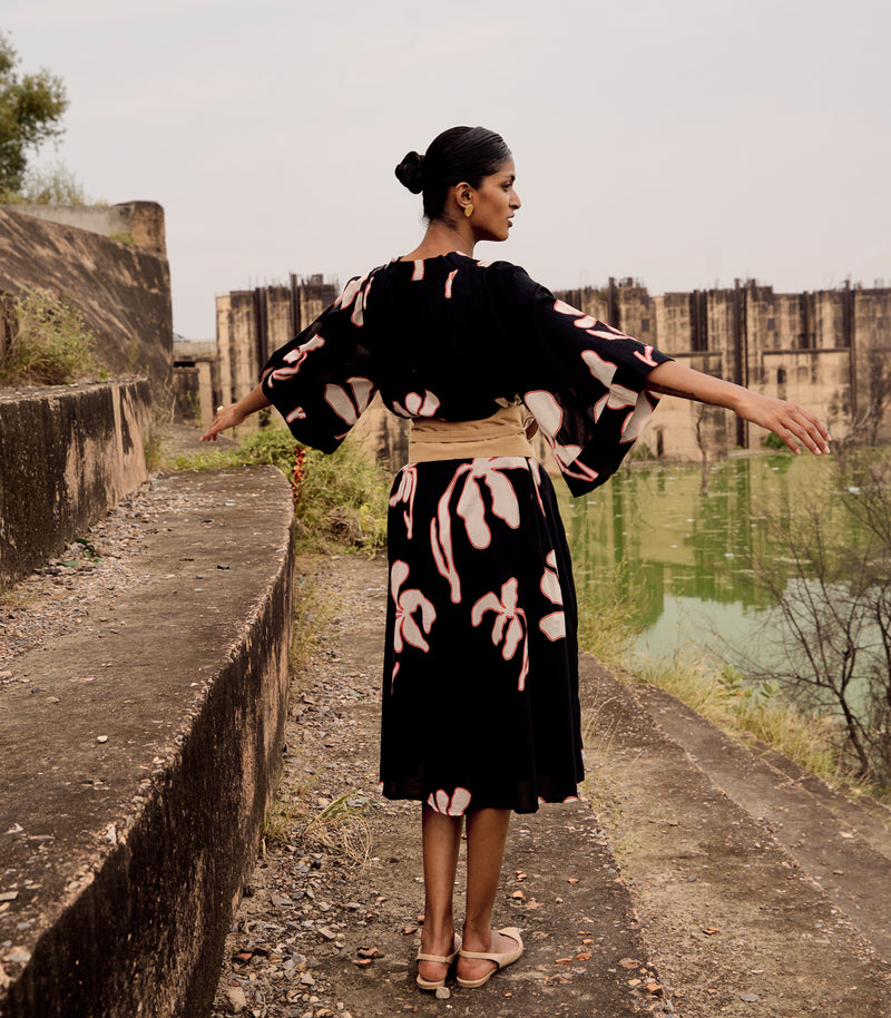 Quail dress cotton by Khara Kapas in black for women in Singapore