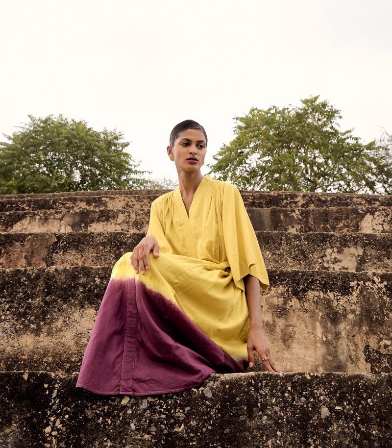 Honeycreeper dress cotton by Khara Kapas in yellow for women in Singapore