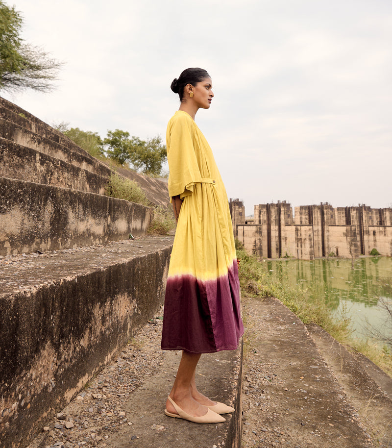 Honeycreeper dress cotton by Khara Kapas in yellow for women in Singapore