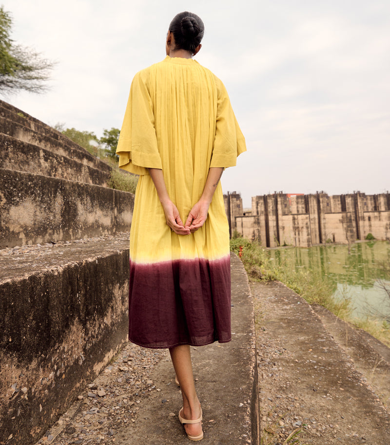 Honeycreeper dress cotton by Khara Kapas in yellow for women in Singapore