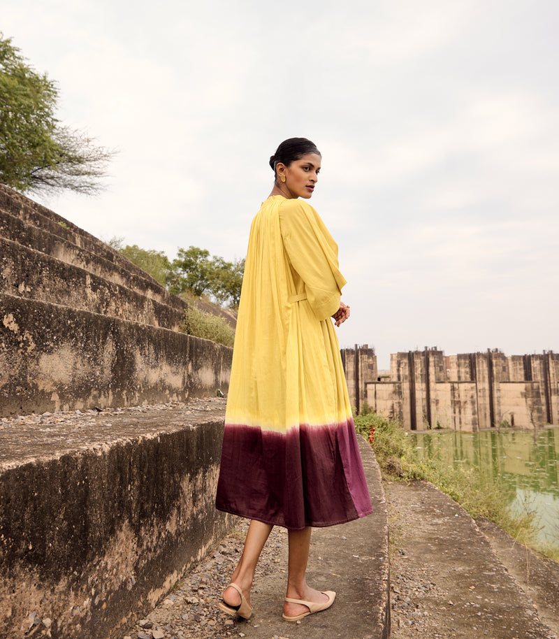 Honeycreeper dress cotton by Khara Kapas in yellow for women in Singapore