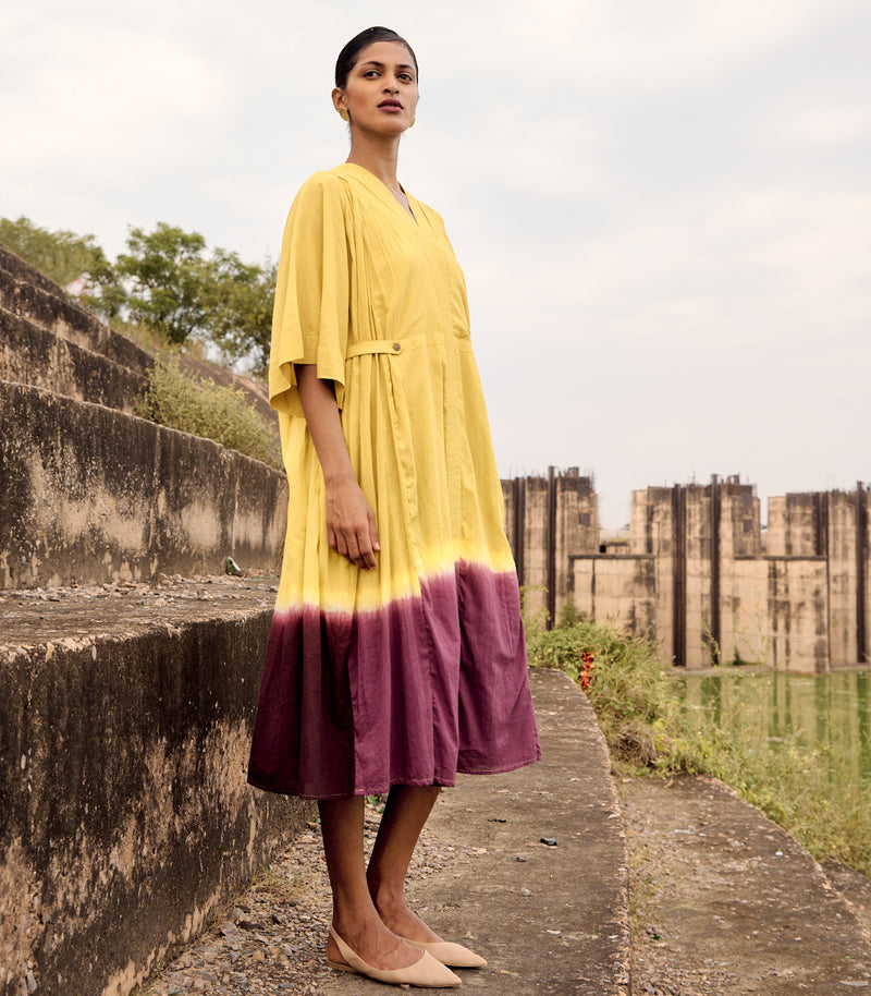 Honeycreeper dress cotton by Khara Kapas in yellow for women in Singapore