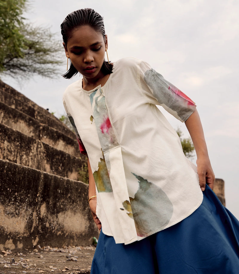 Silia top cotton by Khara Kapas in white for women in Singapore