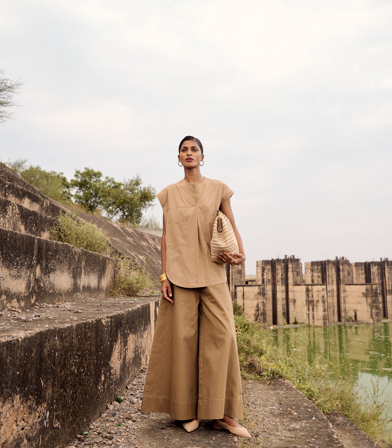 Wood rail co-ord set poplin by Khara Kapas for women in Singapore