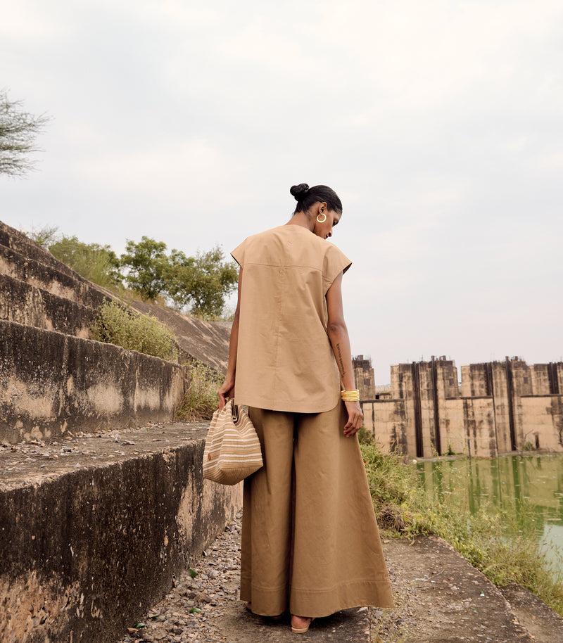 Wood rail co-ord set poplin by Khara Kapas for women in Singapore