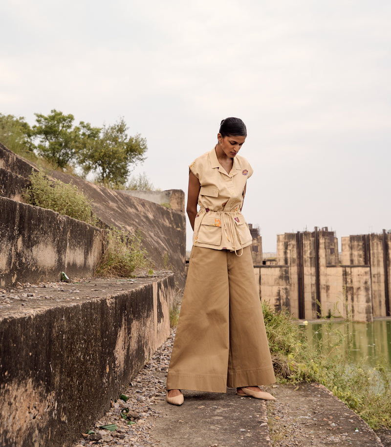 Owlet top cotton by Khara Kapas in beige for women in Singapore