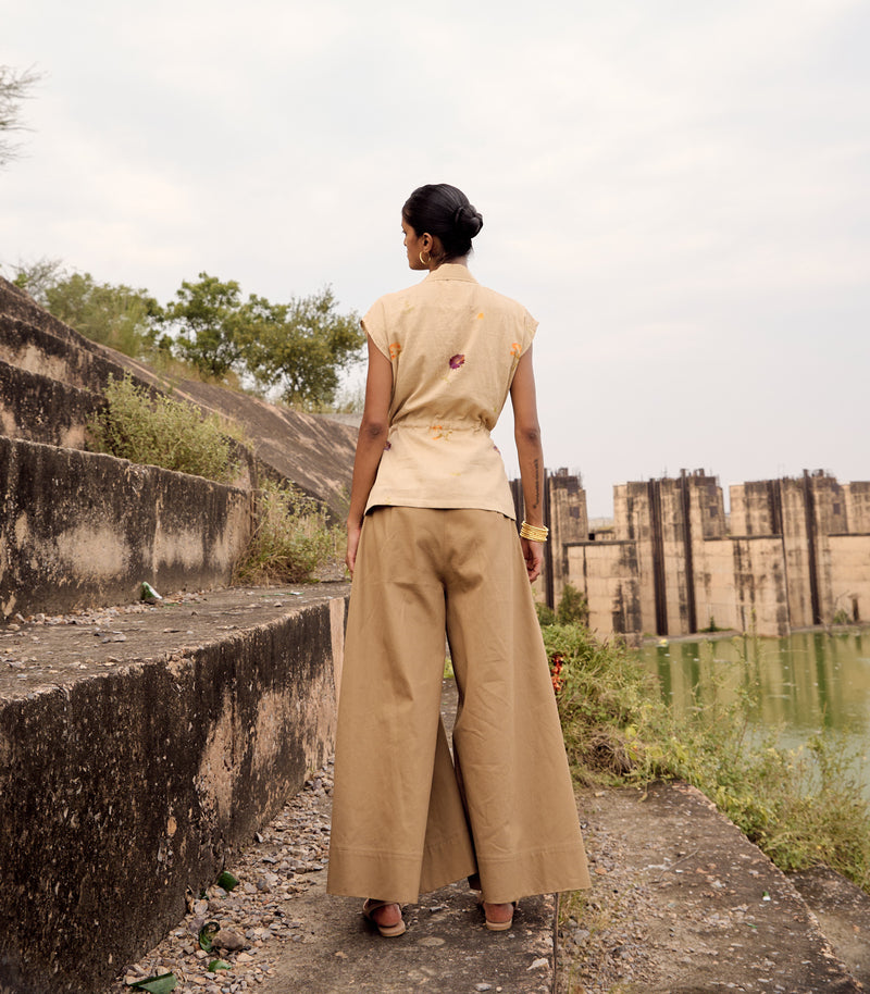 Owlet top cotton by Khara Kapas in beige for women in Singapore