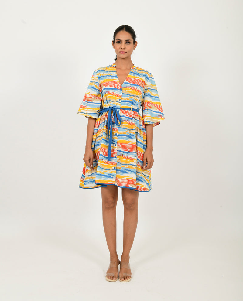 WAVE TIE UP DRESS ORGANIC COTTON-Size 2XL