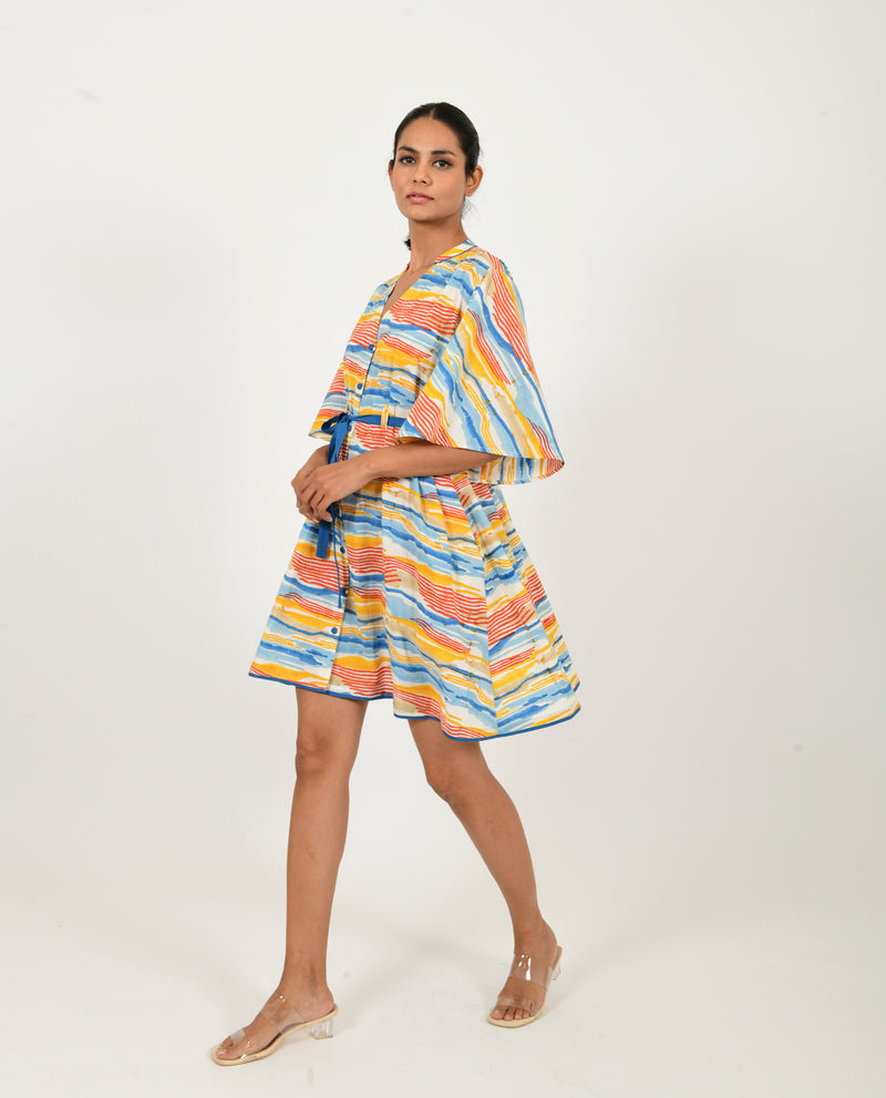 WAVE TIE UP DRESS ORGANIC COTTON-Size 2XL