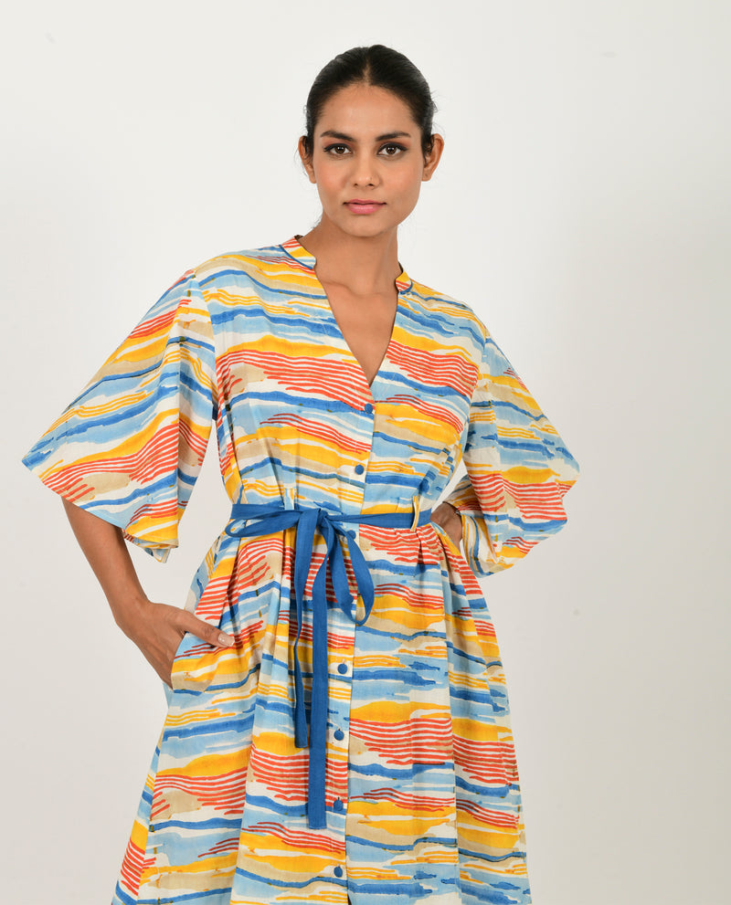 WAVE TIE UP DRESS ORGANIC COTTON-Size 2XL