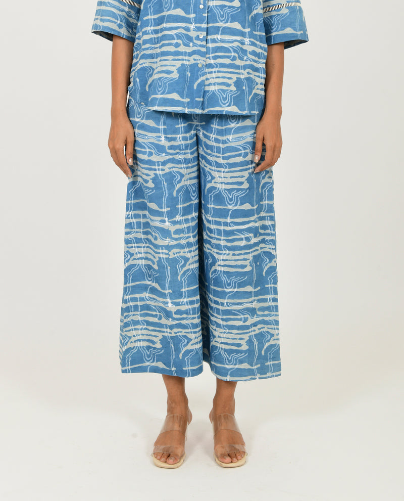 INDIGO SPLASH LINEN PANTS