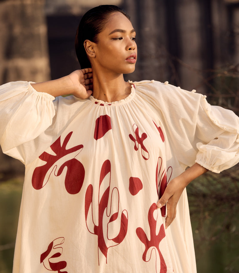 Lavella maxi dress cotton by Khara Kapas in white for women in Singapore